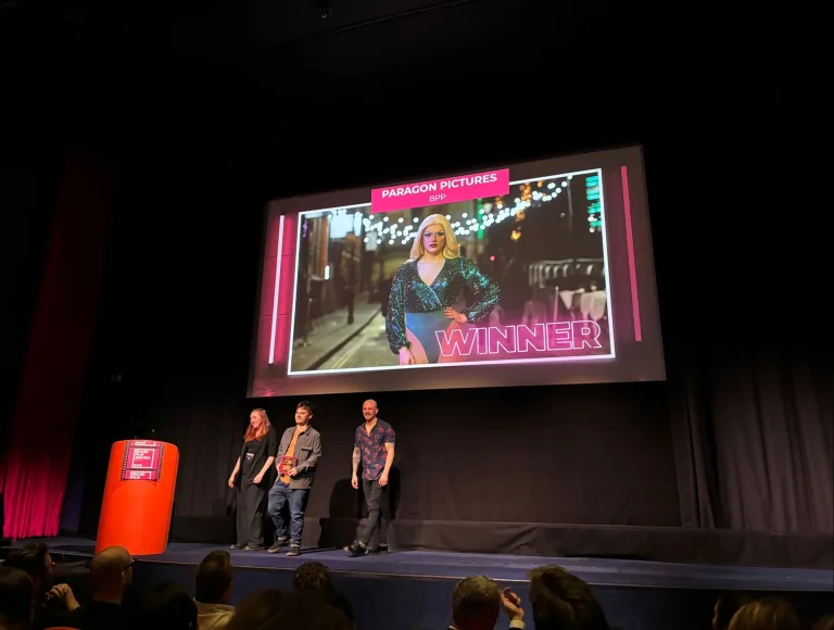 The Paragon Pictures team on stage at the Brand Film Awards EMEA 2024 as A Lawyer Looks Like Me is announced as winner